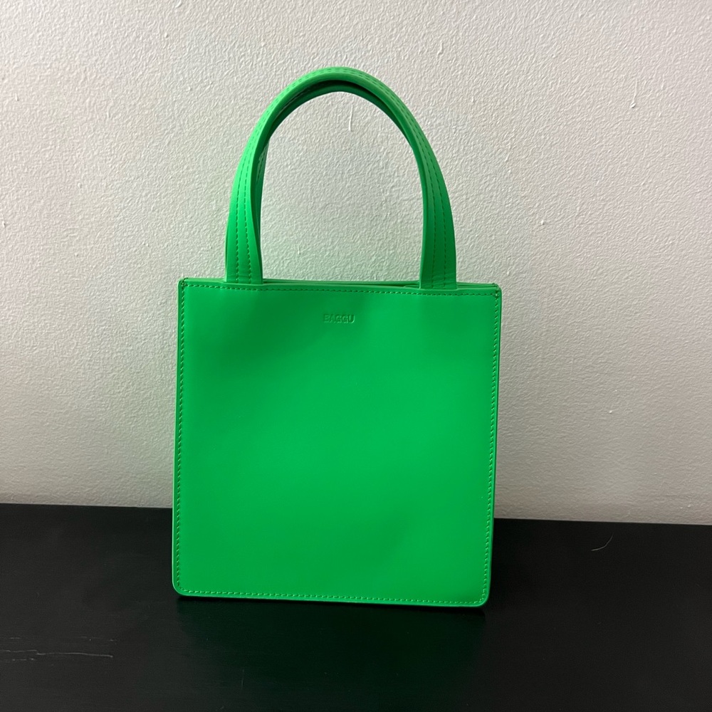BAGGU Green Leather Handbag Purse